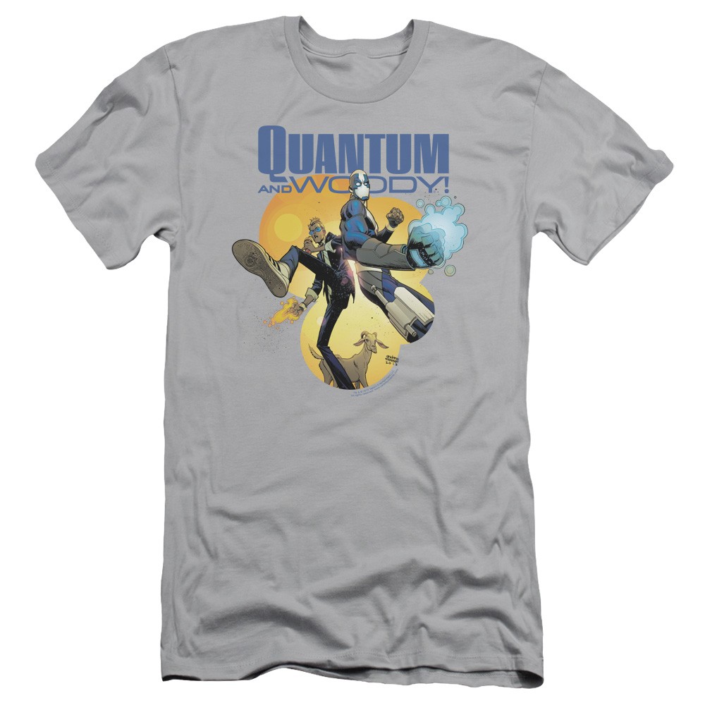 QUANTUM AND WOODY/THREE'S A CROWD - ADULT SLIM FIT RINGSPUN COTTON SHORT SLEEVE