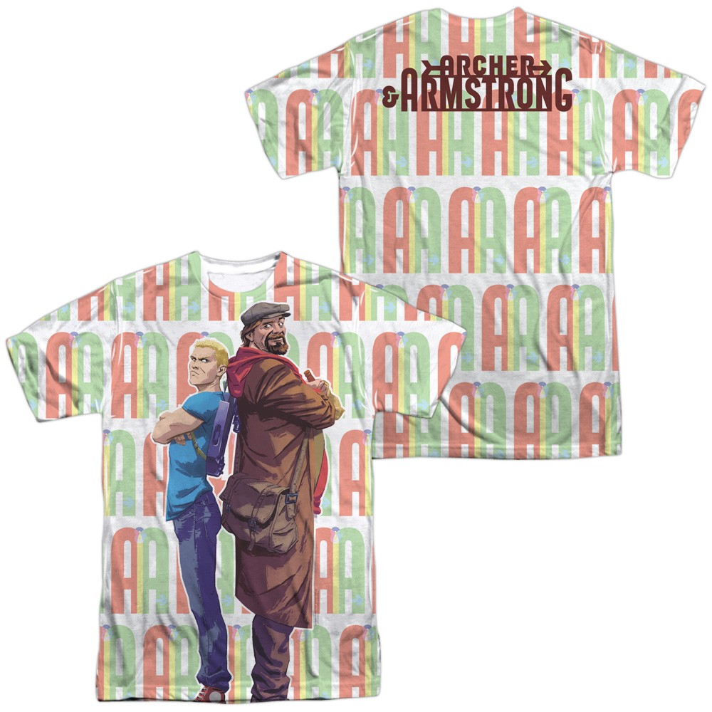 ARCHER & ARMSTRONG/UNLIKELY TEAM (FRONT/BACK PRINT) - ADULT REGULAR FIT SHORT SLEEVE 100% POLY - Sublimation